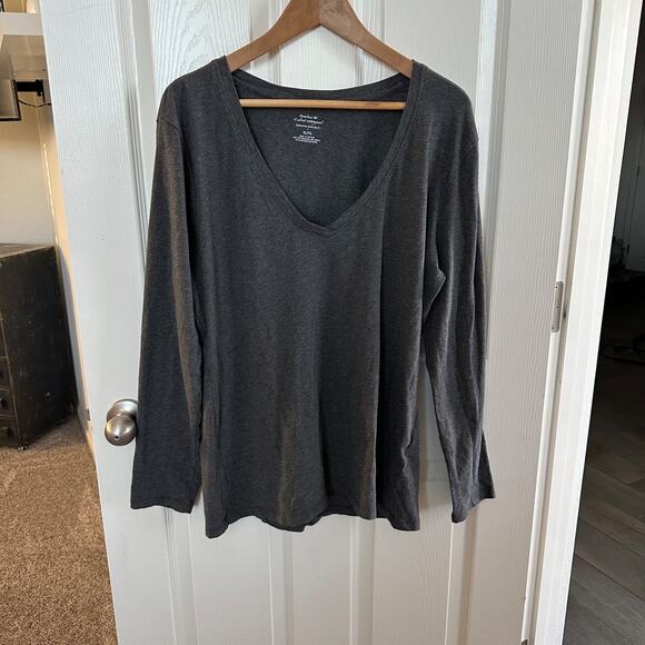 banana republic women’s timeless gray long sleeve crew neck t-shirt size xl - Picture 1 of 4